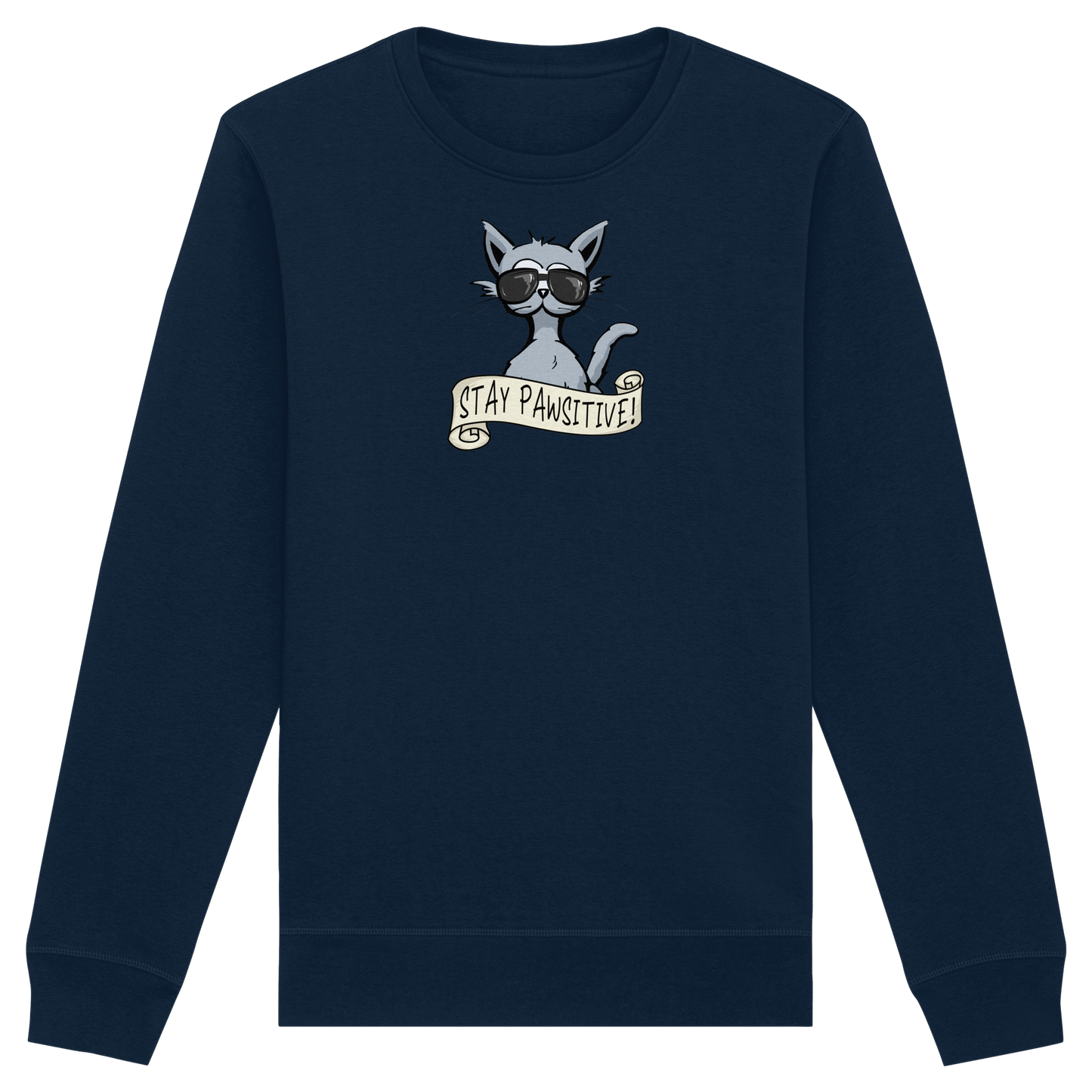Stay Pawsitive Bleib lässig Hipster Katze - Organic Basic Unisex Sweatshirt
