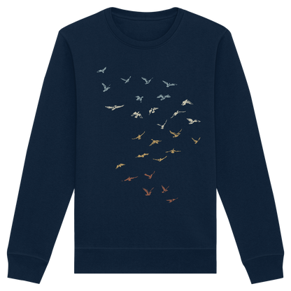 Retro Vogel Schwarm - Organic Basic Unisex Sweatshirt
