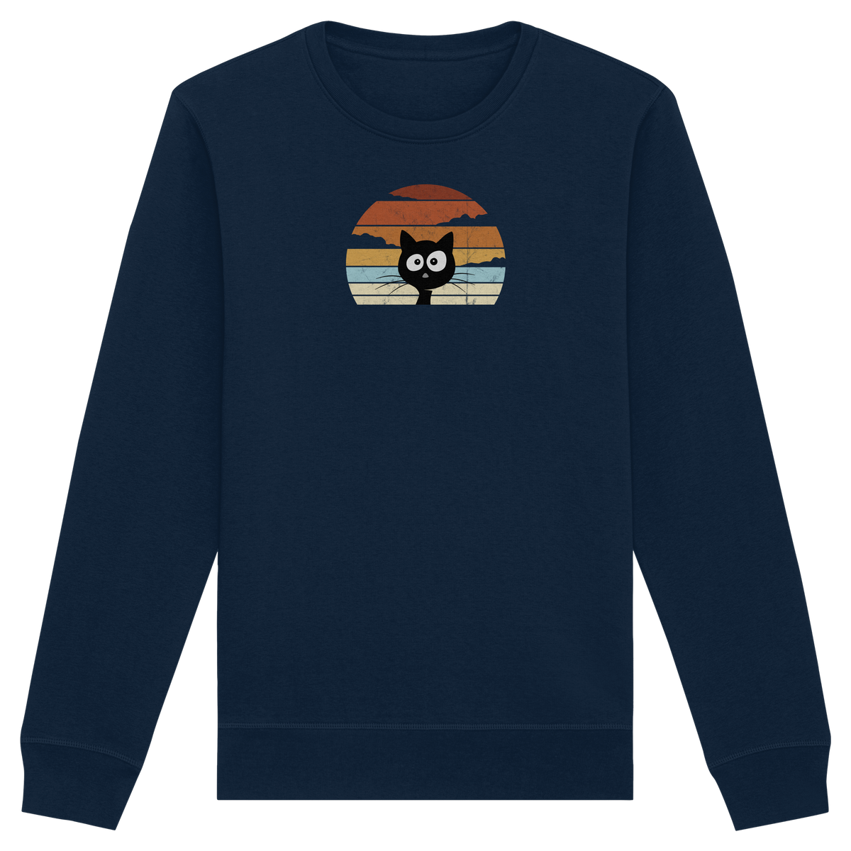 Retro schwarze Katze vor Sonnenuntergang - Organic Basic Unisex Sweatshirt