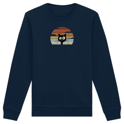 Retro schwarze Katze vor Sonnenuntergang - Organic Basic Unisex Sweatshirt