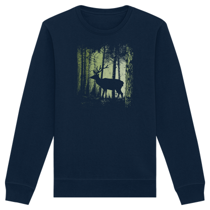 Hirsch im Zwielicht Wald - Organic Basic Unisex Sweatshirt
