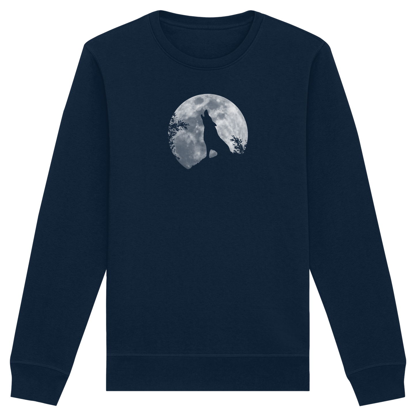 Heulender Wolf Silhouette vor Vollmond - Organic Basic Unisex Sweatshirt