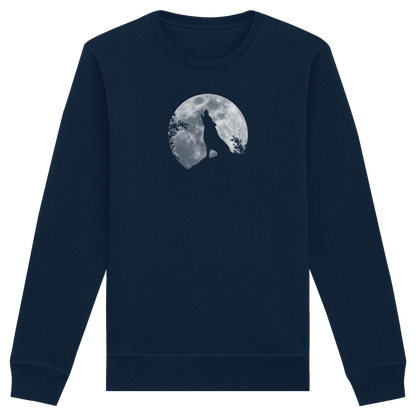 Heulender Wolf Silhouette vor Vollmond - Organic Basic Unisex Sweatshirt