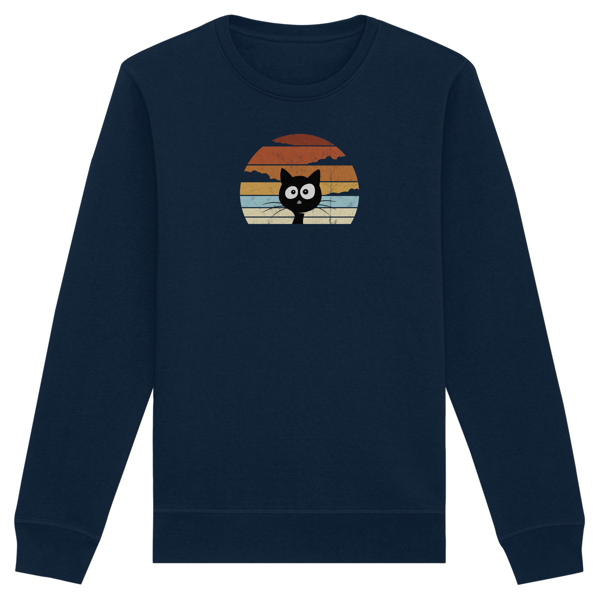 Retro schwarze Katze vor Sonnenuntergang - Organic Basic Unisex Sweatshirt