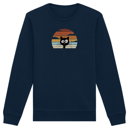 Retro schwarze Katze vor Sonnenuntergang - Organic Basic Unisex Sweatshirt
