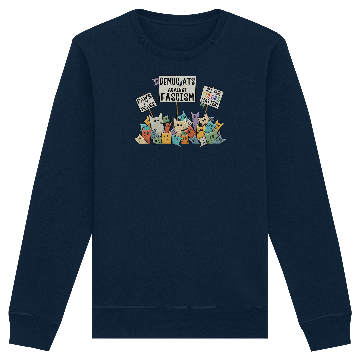 Demo-Katzen gegen Faschismus und für Vielfalt - Organic Basic Unisex Sweatshirt