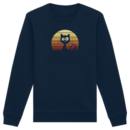 Katze vor Retro Sonnenuntergang - Organic Basic Unisex Sweatshirt