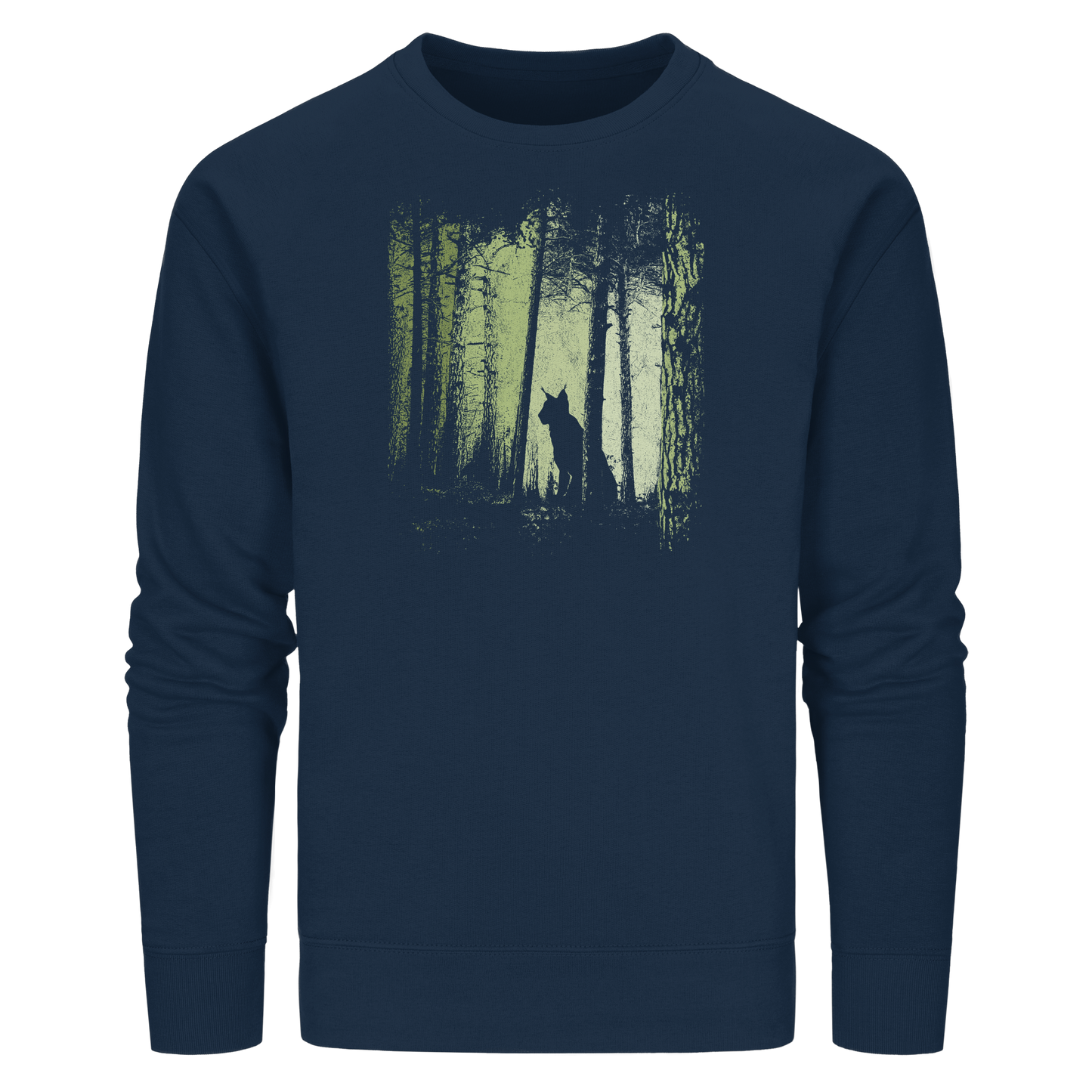 Luchs Wildkatze im Zwielicht Wald - Organic Basic Unisex Sweatshirt