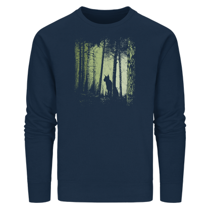 Luchs Wildkatze im Zwielicht Wald - Organic Basic Unisex Sweatshirt