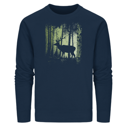 Hirsch im Zwielicht Wald - Organic Basic Unisex Sweatshirt