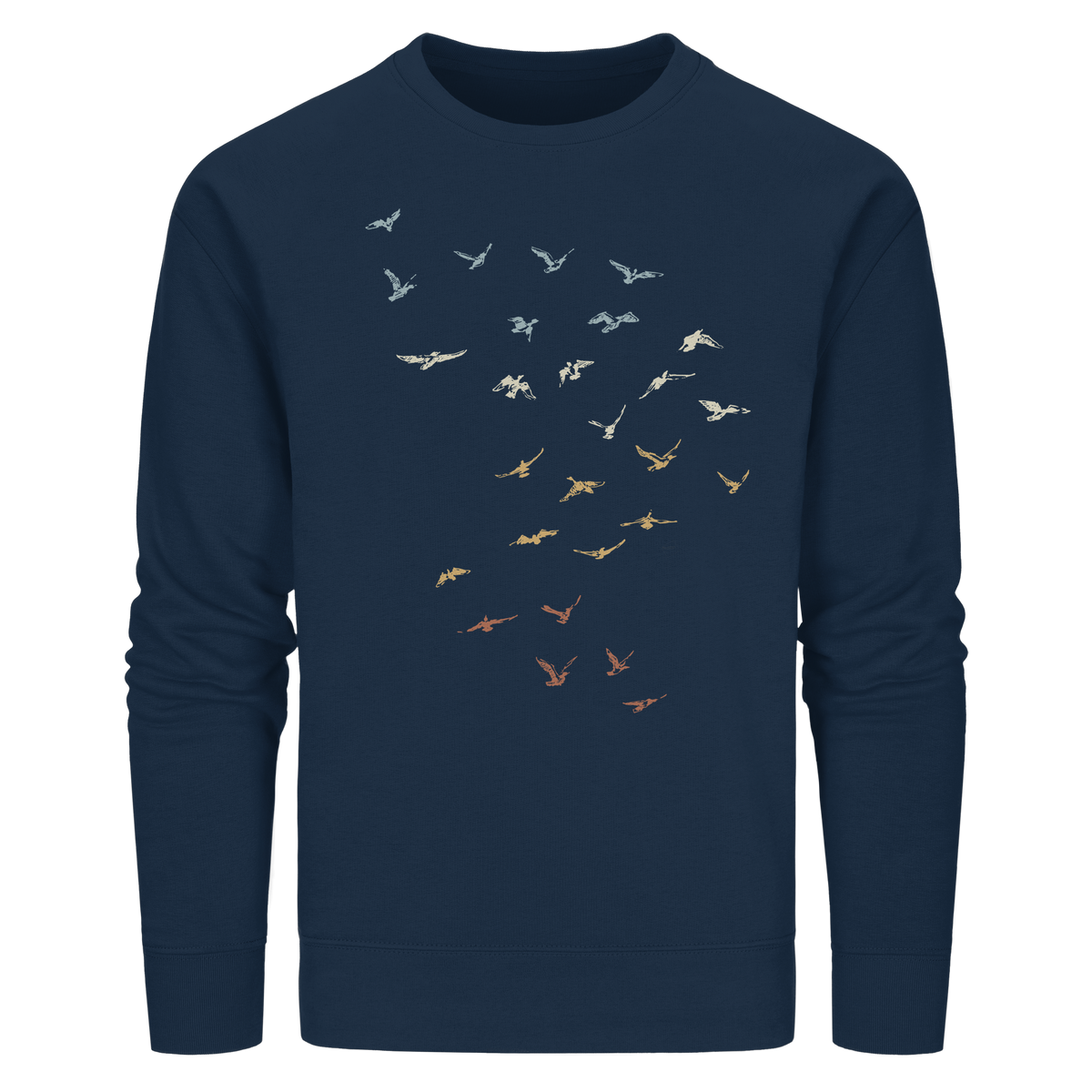 Retro Vogel Schwarm - Organic Basic Unisex Sweatshirt