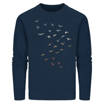 Retro Vogel Schwarm - Organic Basic Unisex Sweatshirt