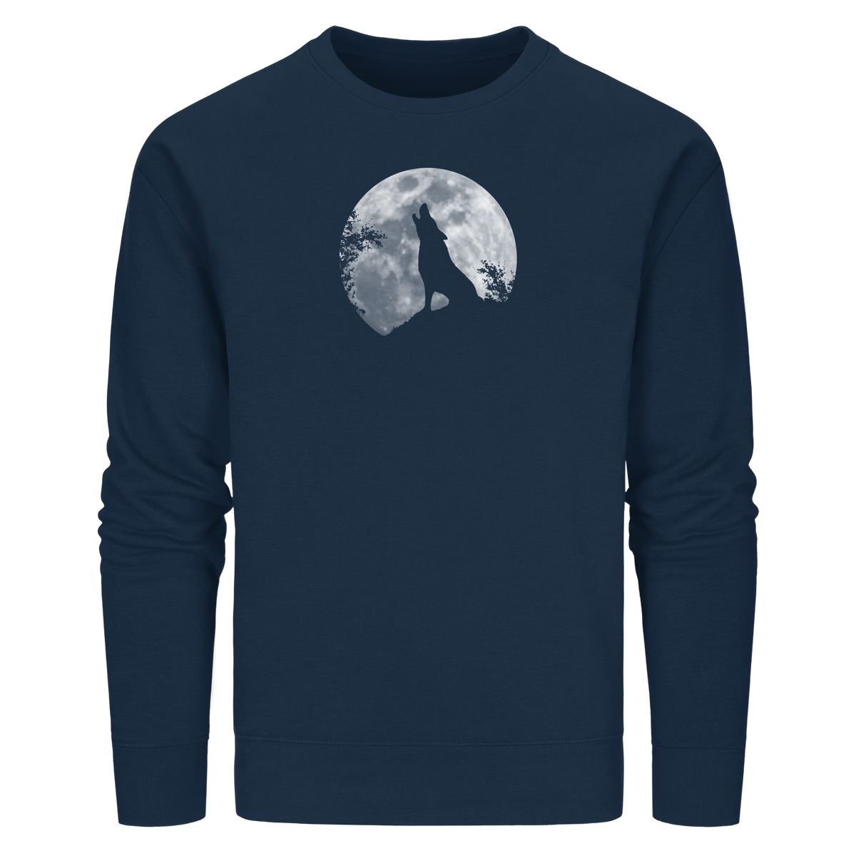 Heulender Wolf Silhouette vor Vollmond - Organic Basic Unisex Sweatshirt