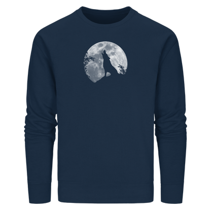 Heulender Wolf Silhouette vor Vollmond - Organic Basic Unisex Sweatshirt