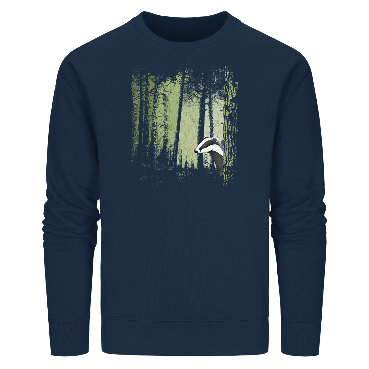 frecher Dachs im Zwielicht Wald - Organic Basic Unisex Sweatshirt