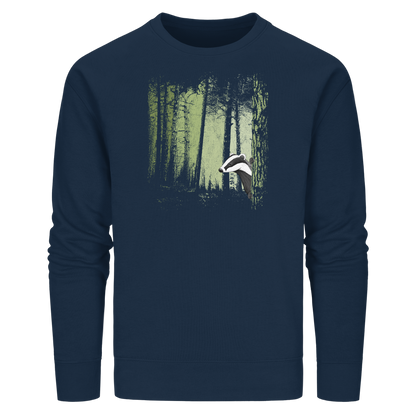 frecher Dachs im Zwielicht Wald - Organic Basic Unisex Sweatshirt