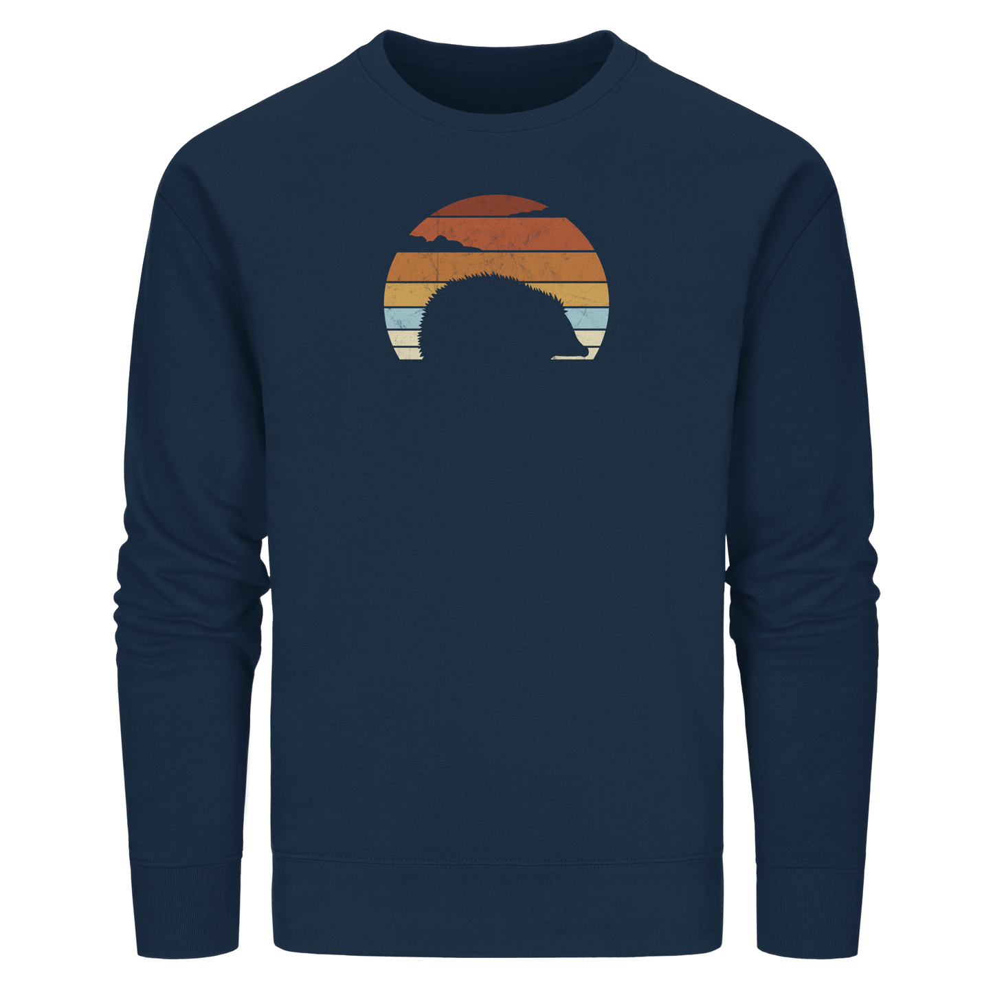 Retro Igel Silhouette im Sonnenuntergang - Organic Basic Unisex Sweatshirt