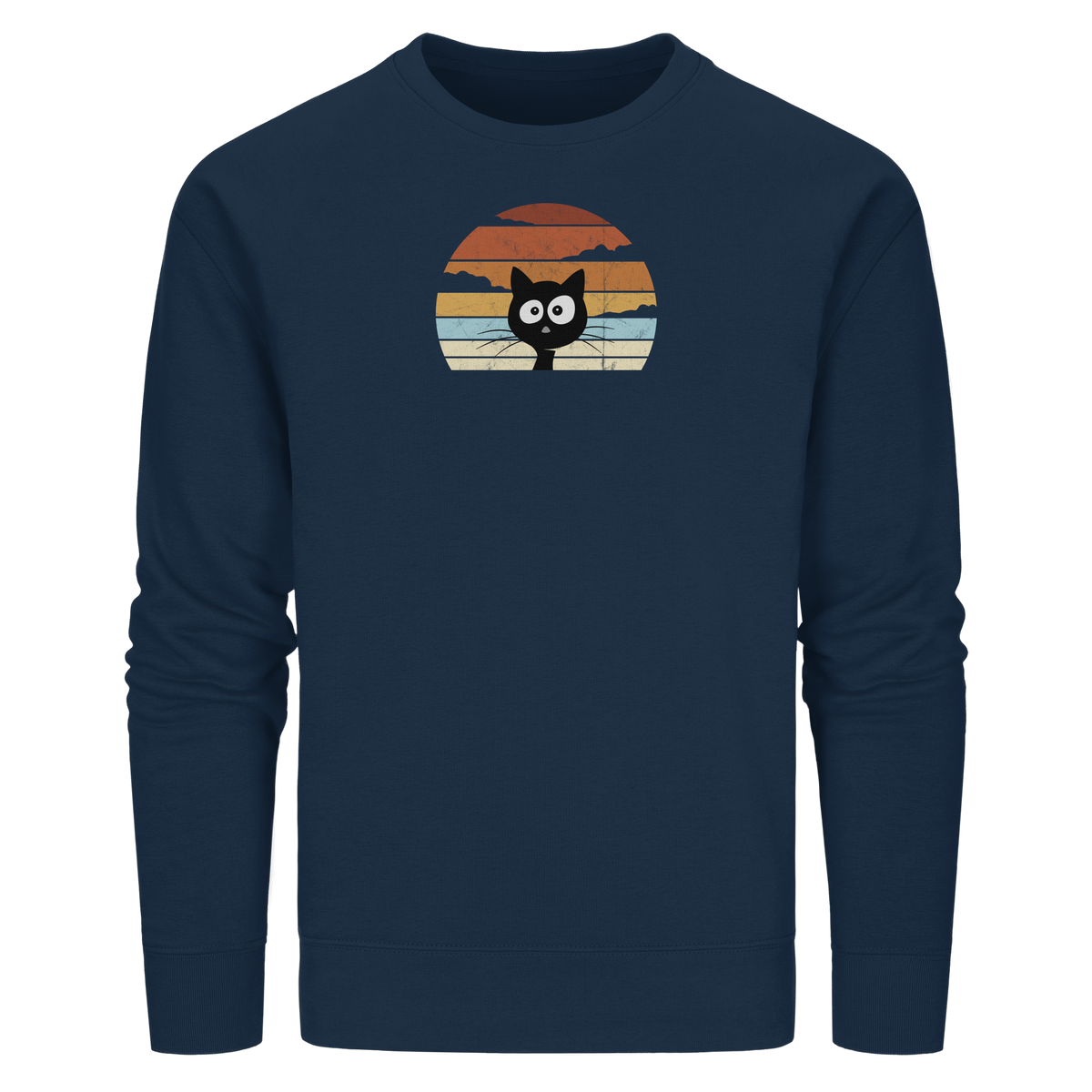 Retro schwarze Katze vor Sonnenuntergang - Organic Basic Unisex Sweatshirt