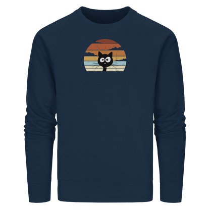 Retro schwarze Katze vor Sonnenuntergang - Organic Basic Unisex Sweatshirt