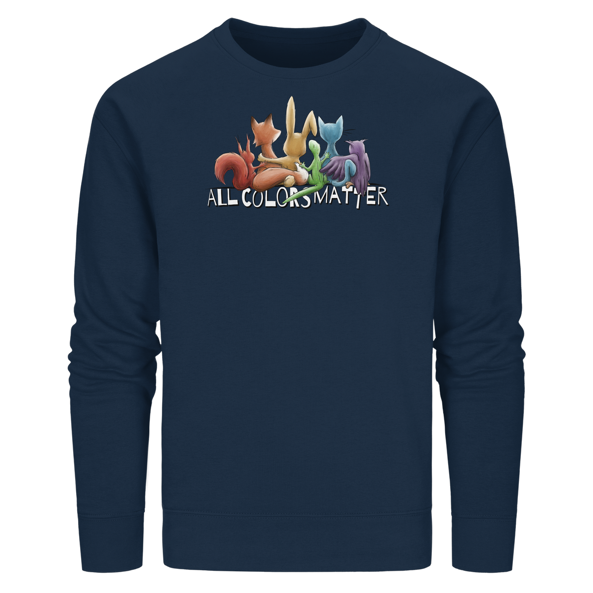 All Colors Matter! Regenbogen Tiere für Vielfalt - Organic Basic Unisex Sweatshirt