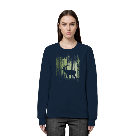 Hirsch im Zwielicht Wald - Organic Basic Unisex Sweatshirt