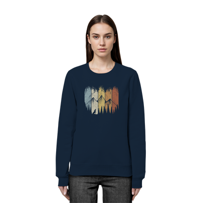 Retro Wald, Berge und Wolf  - Organic Basic Unisex Sweatshirt