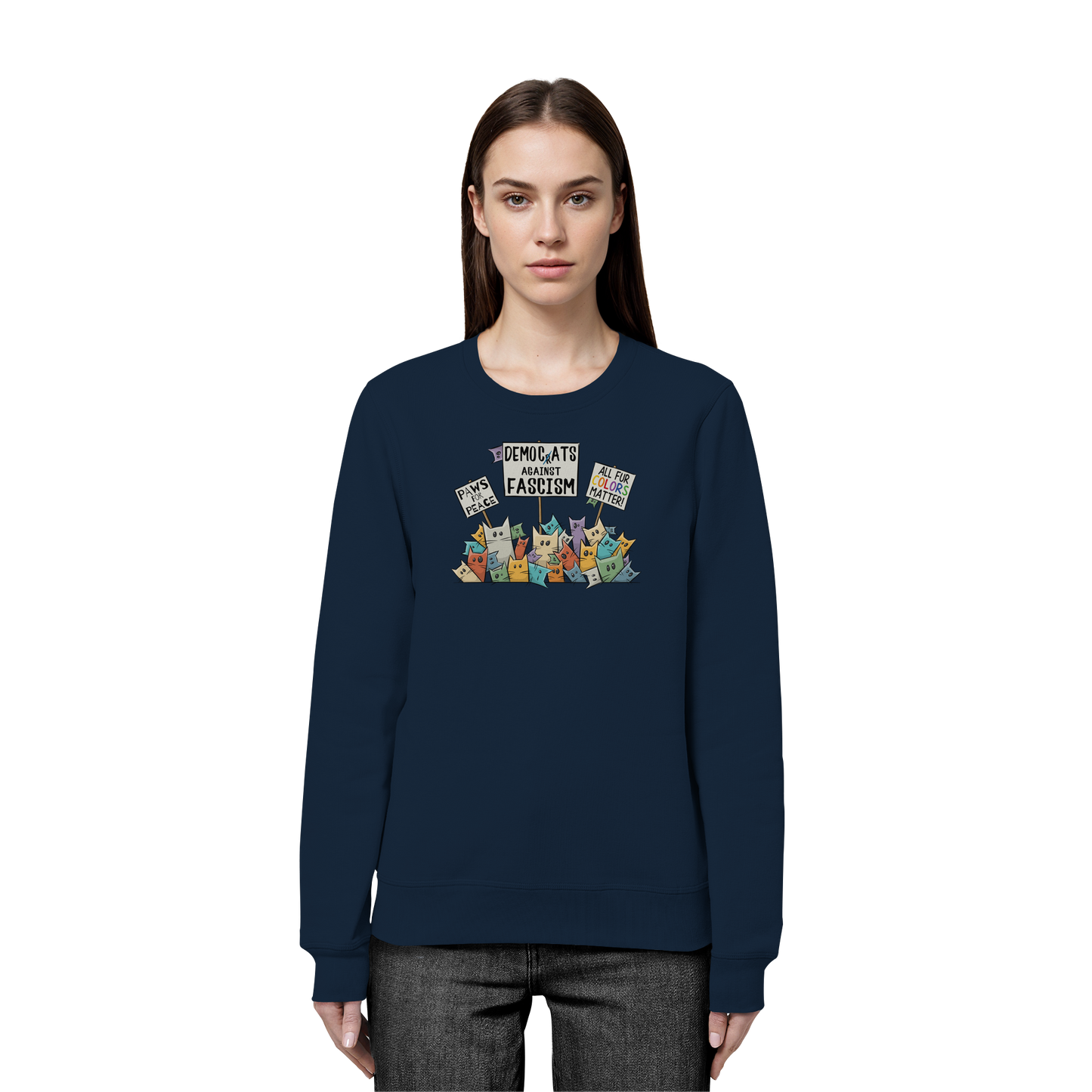 Demo-Katzen gegen Faschismus und für Vielfalt - Organic Basic Unisex Sweatshirt