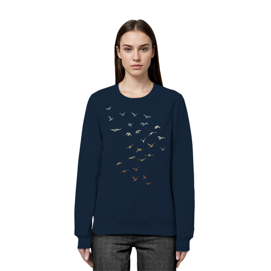 Retro Vogel Schwarm - Organic Basic Unisex Sweatshirt