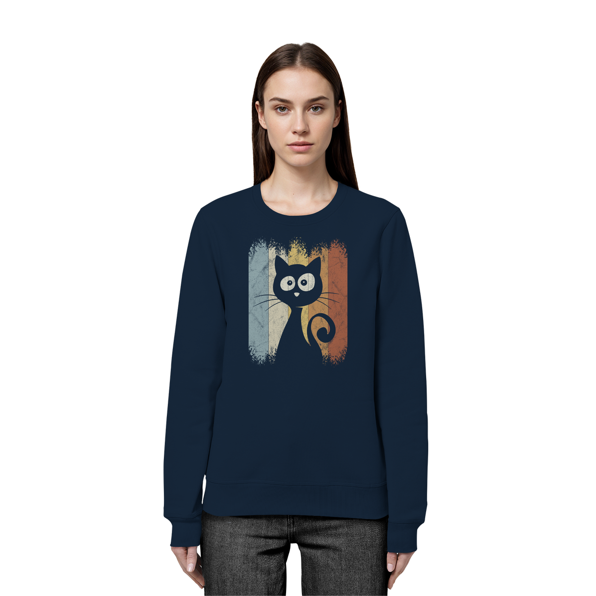 Retro Katze Silhouette - Organic Basic Unisex Sweatshirt
