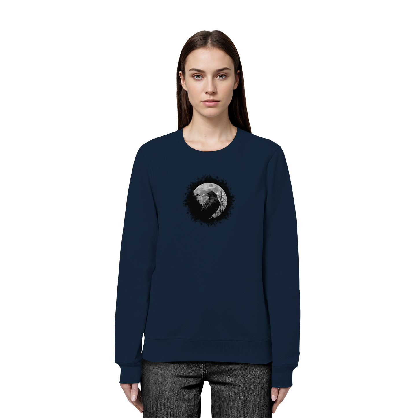 Schwarzer Rabe bei Vollmond  - Organic Basic Unisex Sweatshirt