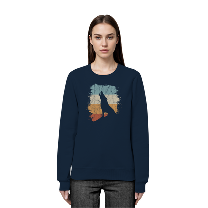 Retro Style lässig heulender Wolf  - Organic Basic Unisex Sweatshirt