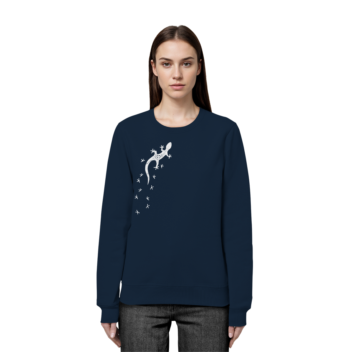 Gecko Eidechse Silhouette hell - Organic Basic Unisex Sweatshirt
