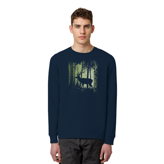 Hirsch im Zwielicht Wald - Organic Basic Unisex Sweatshirt