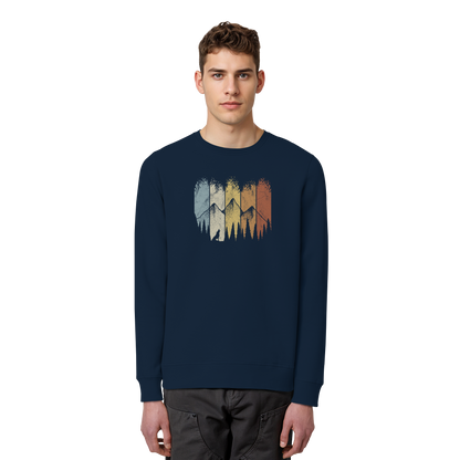 Retro Wald, Berge und Wolf  - Organic Basic Unisex Sweatshirt