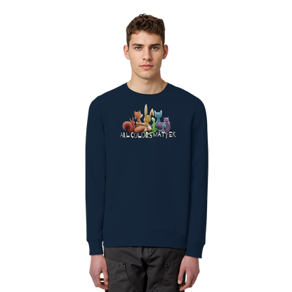 All Colors Matter! Regenbogen Tiere für Vielfalt - Organic Basic Unisex Sweatshirt