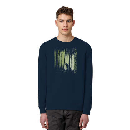 Luchs Wildkatze im Zwielicht Wald - Organic Basic Unisex Sweatshirt