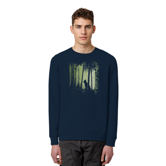 Luchs Wildkatze im Zwielicht Wald - Organic Basic Unisex Sweatshirt
