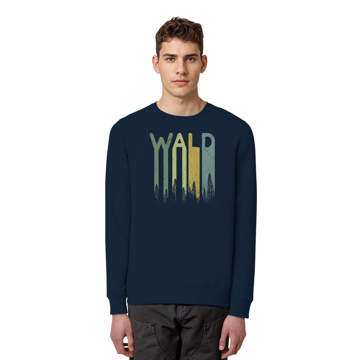 Wald Retro Forst Schriftzug - Organic Basic Unisex Sweatshirt