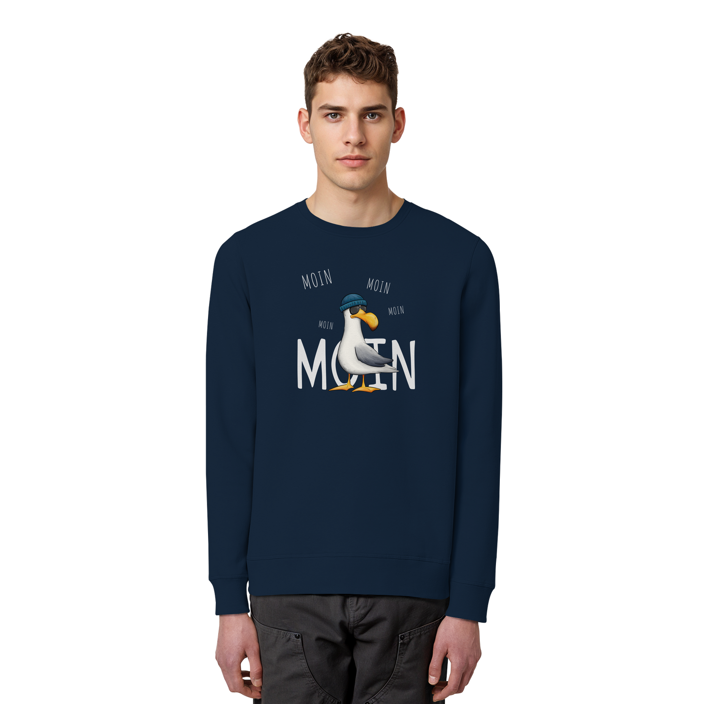 Moin Moin Lässige Hipster Möwe  - Organic Basic Unisex Sweatshirt