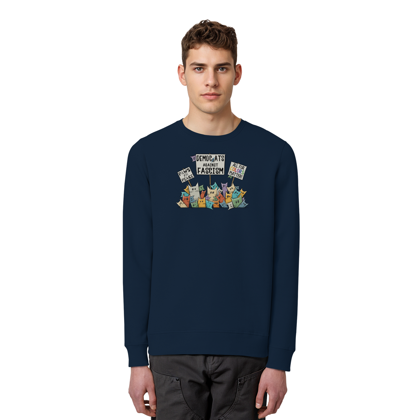 Demo-Katzen gegen Faschismus und für Vielfalt - Organic Basic Unisex Sweatshirt