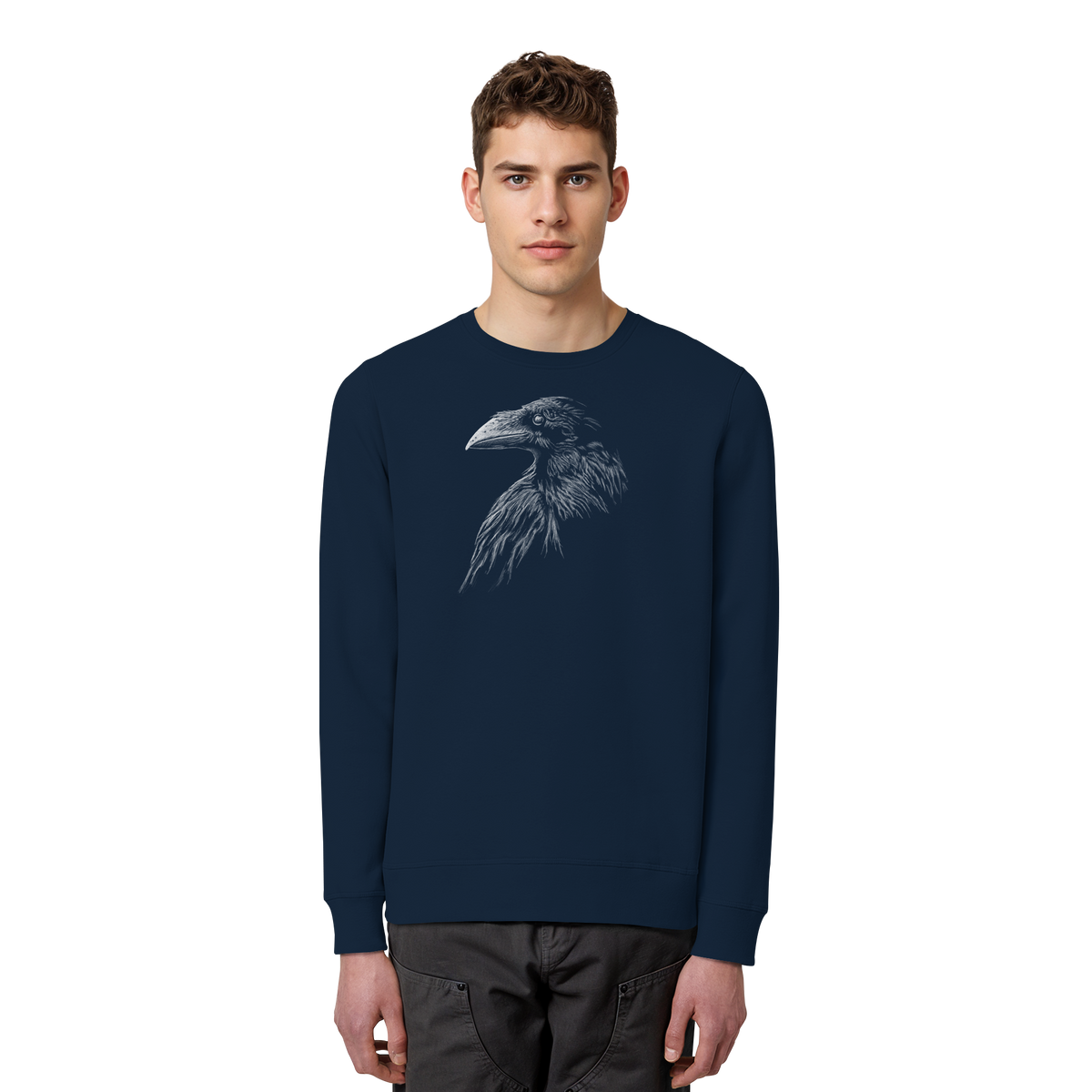 Kritzelkunst Rabe Krähe - Organic Basic Unisex Sweatshirt