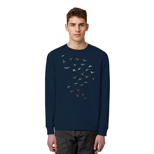 Retro Vogel Schwarm - Organic Basic Unisex Sweatshirt