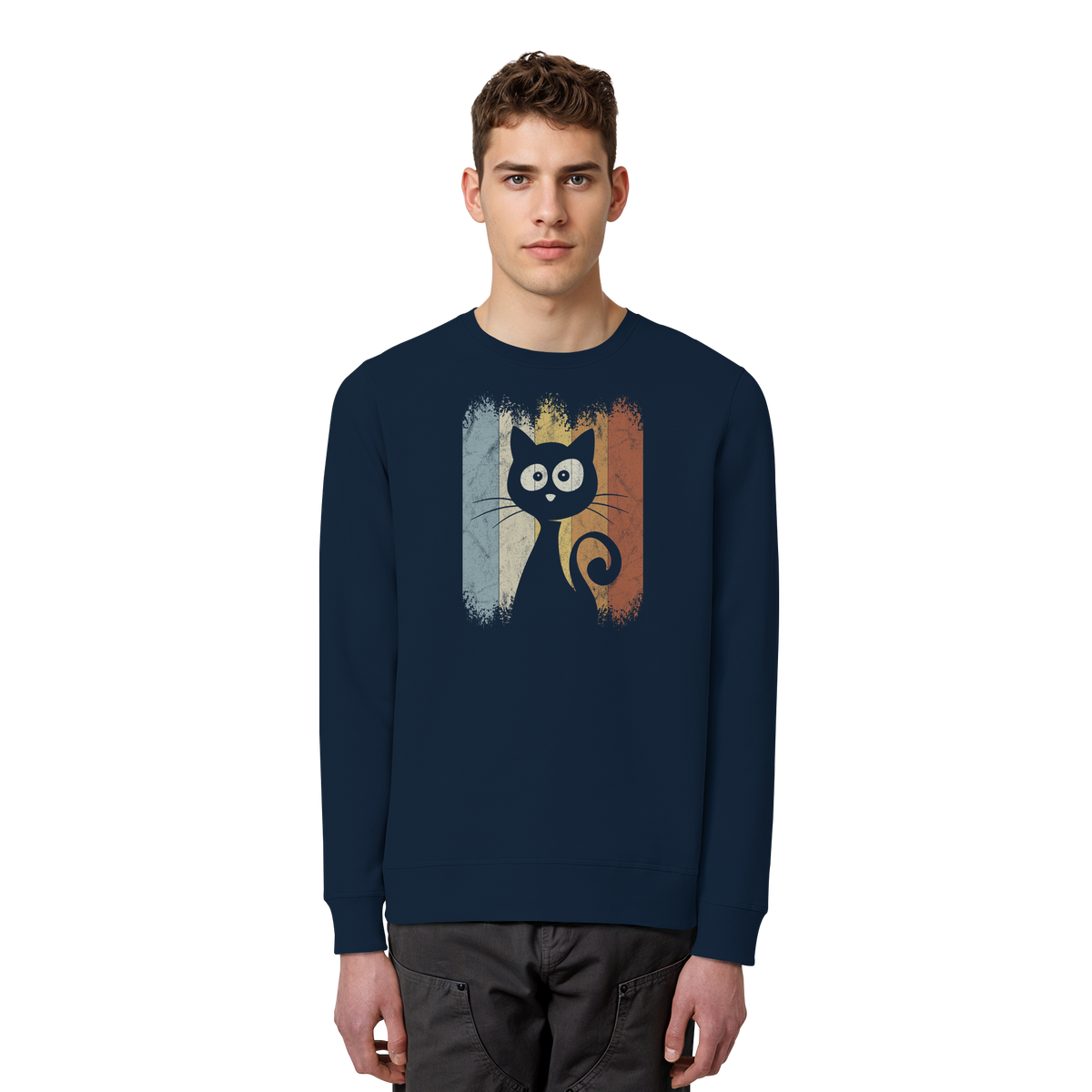 Retro Katze Silhouette - Organic Basic Unisex Sweatshirt