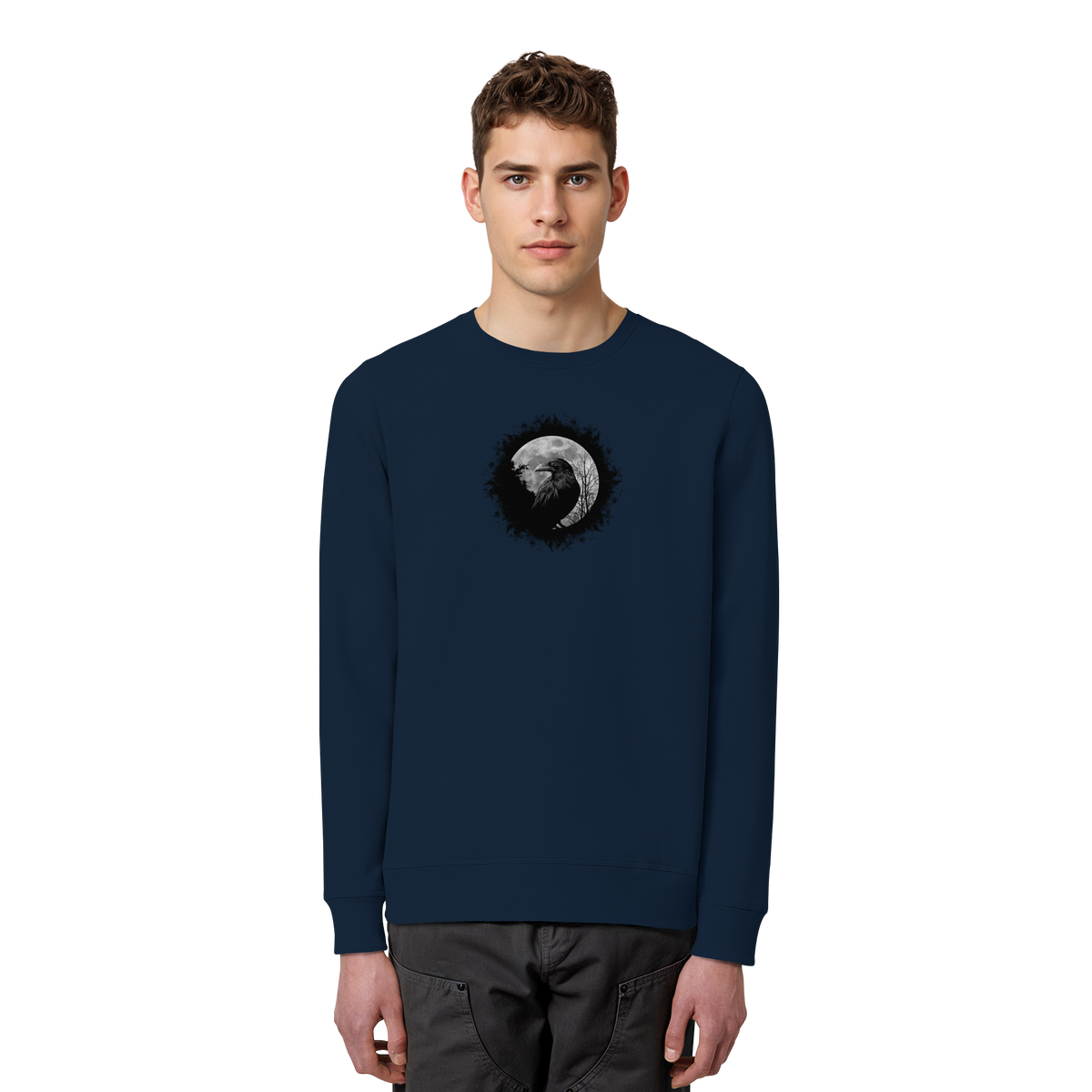 Schwarzer Rabe bei Vollmond  - Organic Basic Unisex Sweatshirt