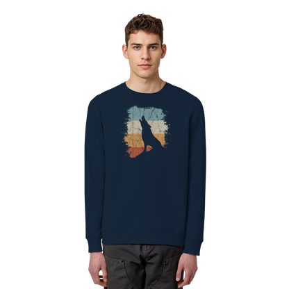 Retro Style lässig heulender Wolf  - Organic Basic Unisex Sweatshirt