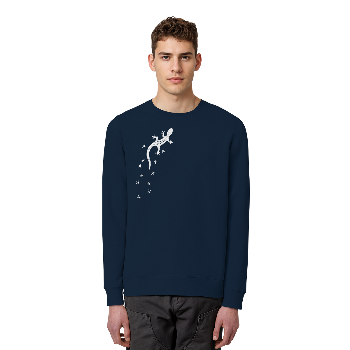 Gecko Eidechse Silhouette hell - Organic Basic Unisex Sweatshirt