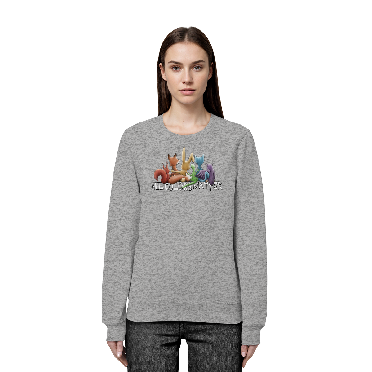 All Colors Matter! Regenbogen Tiere für Vielfalt - Organic Basic Unisex Sweatshirt