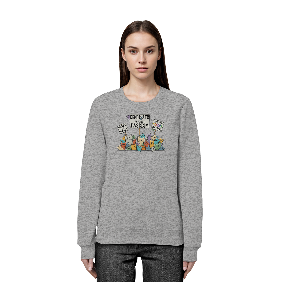 Demo-Katzen gegen Faschismus und für Vielfalt - Organic Basic Unisex Sweatshirt