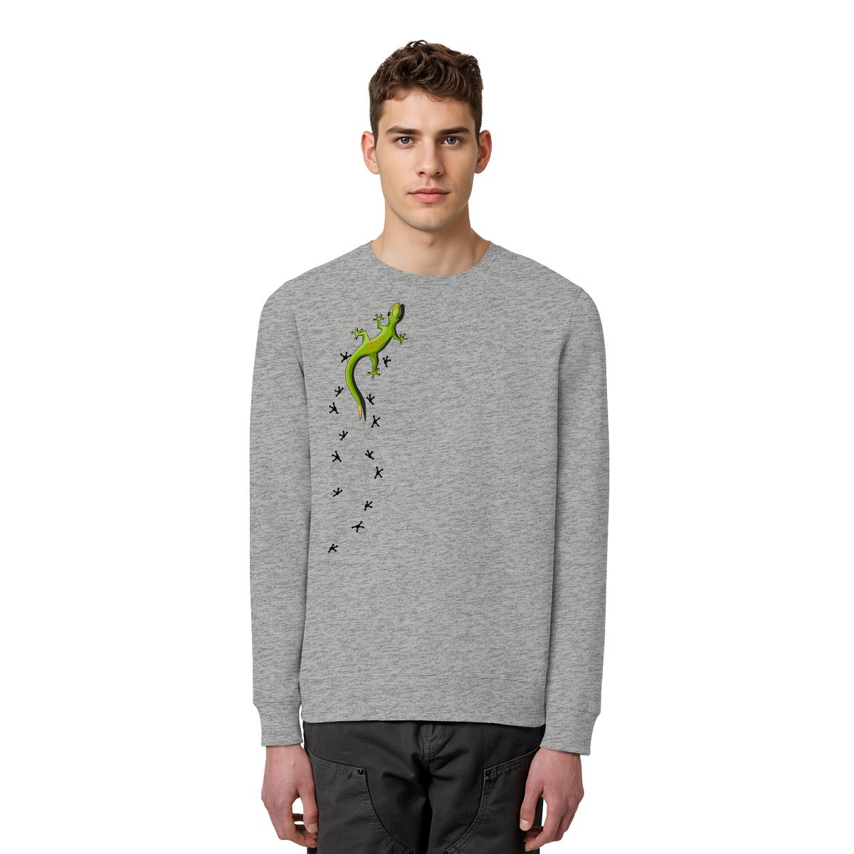 Kletternder Gecko mit Spuren - Organic Basic Unisex Sweatshirt