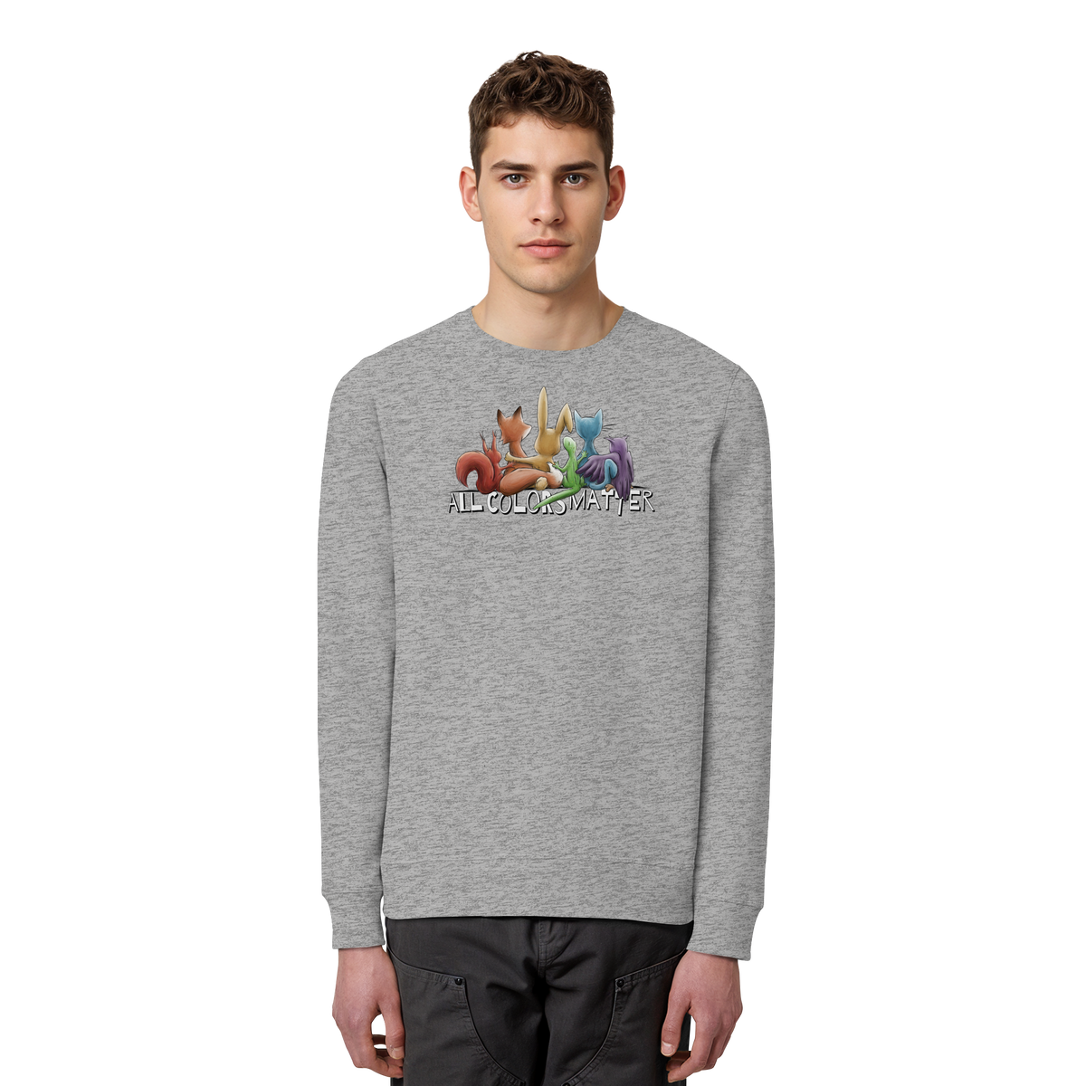 All Colors Matter! Regenbogen Tiere für Vielfalt - Organic Basic Unisex Sweatshirt
